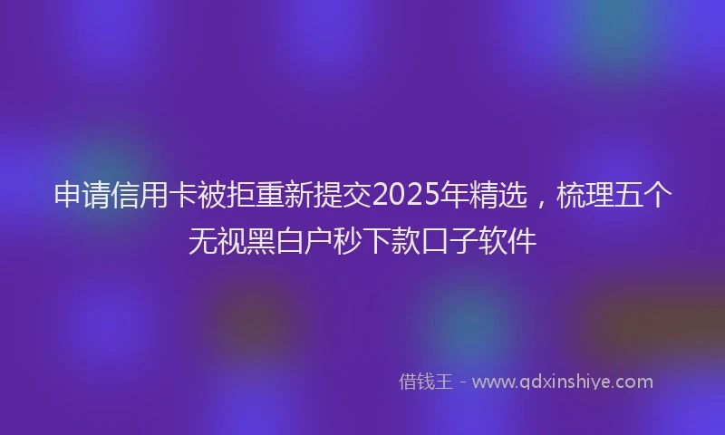申请信用卡被拒重新提交2025年精选，梳理五个无视黑白户秒下款口子软件