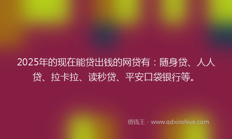 2025年的现在能贷出钱的网贷有：随身贷、人人贷、拉卡拉、读秒贷、平安口袋银行等。