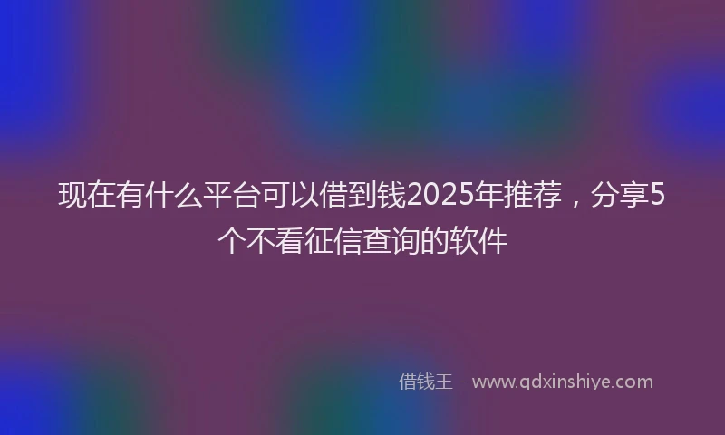 现在有什么平台可以借到钱2025年推荐，分享5个不看征信查询的软件