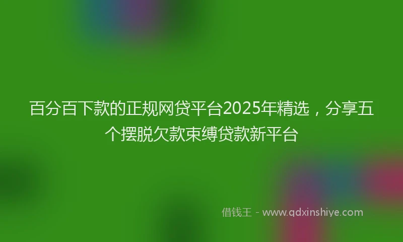 百分百下款的正规网贷平台2025年精选，分享五个摆脱欠款束缚贷款新平台