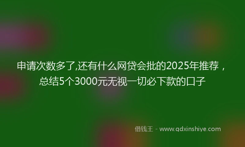 申请次数多了,还有什么网贷会批的2025年推荐，总结5个3000元无视一切必下款的口子
