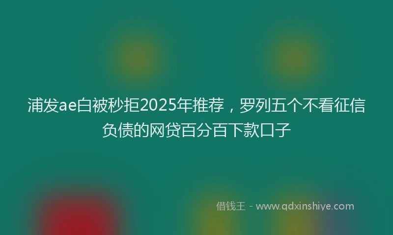 浦发ae白被秒拒2025年推荐，罗列五个不看征信负债的网贷百分百下款口子