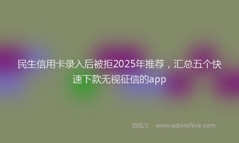 民生信用卡录入后被拒2025年推荐，汇总五个快速下款无视征信的app