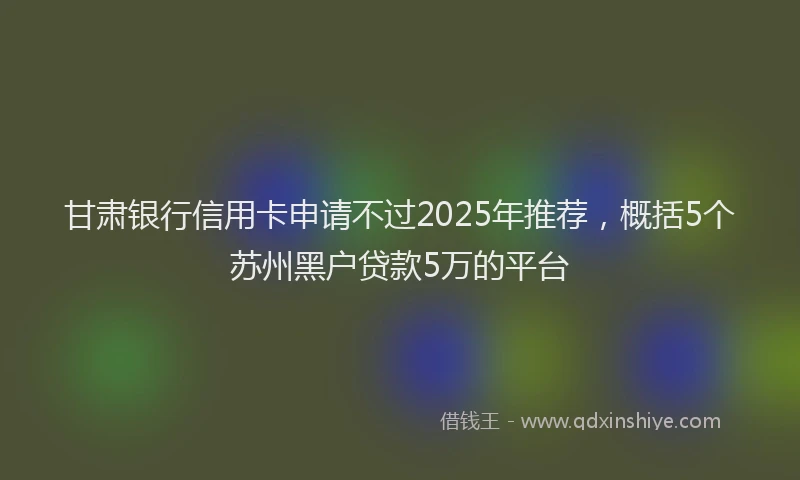甘肃银行信用卡申请不过2025年推荐，概括5个苏州黑户贷款5万的平台