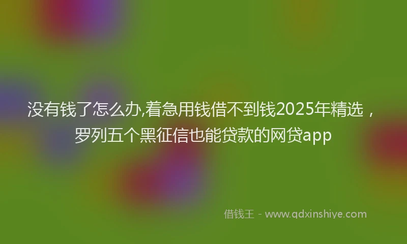 没有钱了怎么办,着急用钱借不到钱2025年精选，罗列五个黑征信也能贷款的网贷app