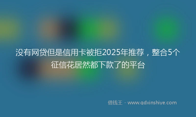 没有网贷但是信用卡被拒2025年推荐，整合5个征信花居然都下款了的平台