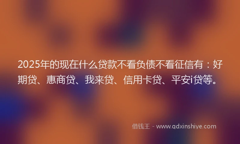 2025年的现在什么贷款不看负债不看征信有：好期贷、惠商贷、我来贷、信用卡贷、平安i贷等。