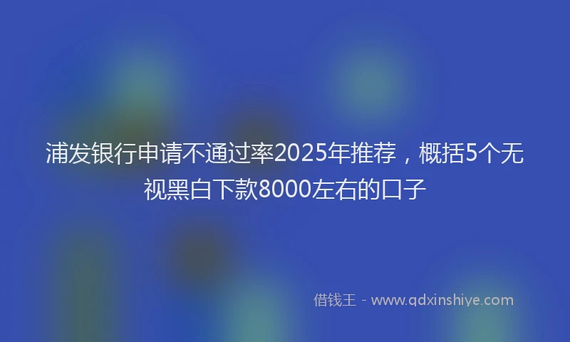 浦发银行申请不通过率2025年推荐，概括5个无视黑白下款8000左右的口子