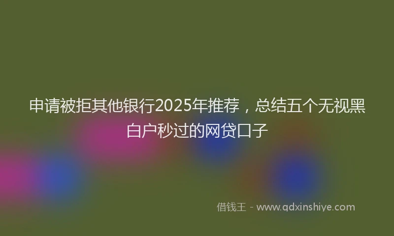 申请被拒其他银行2025年推荐，总结五个无视黑白户秒过的网贷口子