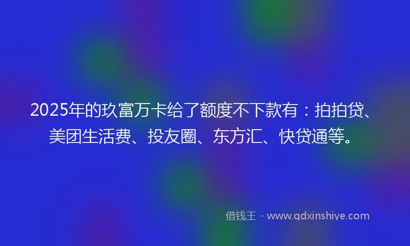 2025年的玖富万卡给了额度不下款有：拍拍贷、美团生活费、投友圈、东方汇、快贷通等。