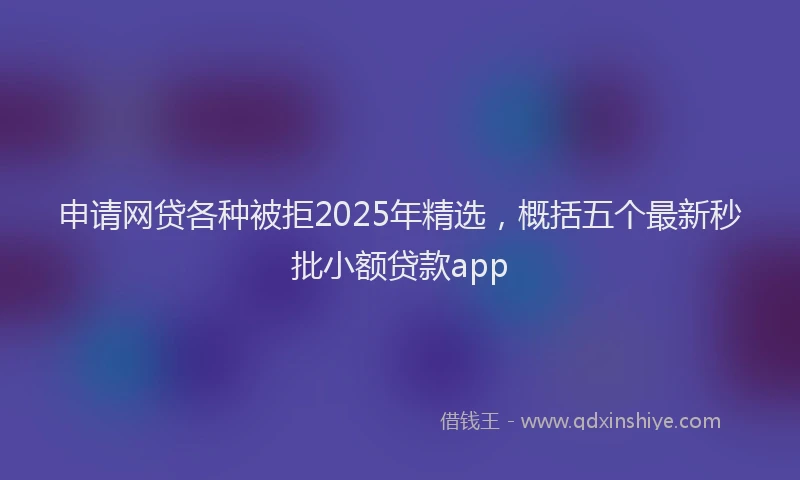 申请网贷各种被拒2025年精选，概括五个最新秒批小额贷款app