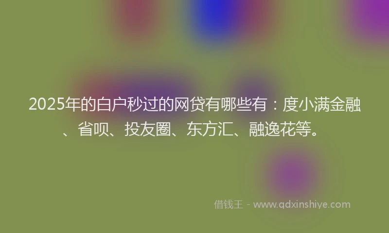 2025年的白户秒过的网贷有哪些有：度小满金融、省呗、投友圈、东方汇、融逸花等。
