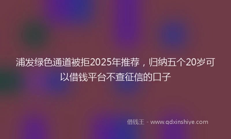 浦发绿色通道被拒2025年推荐，归纳五个20岁可以借钱平台不查征信的口子