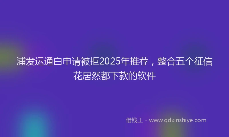 浦发运通白申请被拒2025年推荐，整合五个征信花居然都下款的软件
