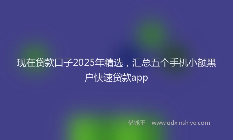 现在贷款口子2025年精选，汇总五个手机小额黑户快速贷款app