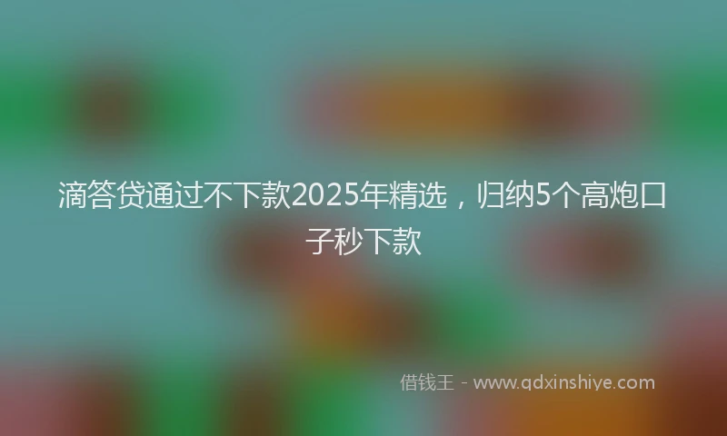滴答贷通过不下款2025年精选，归纳5个高炮口子秒下款