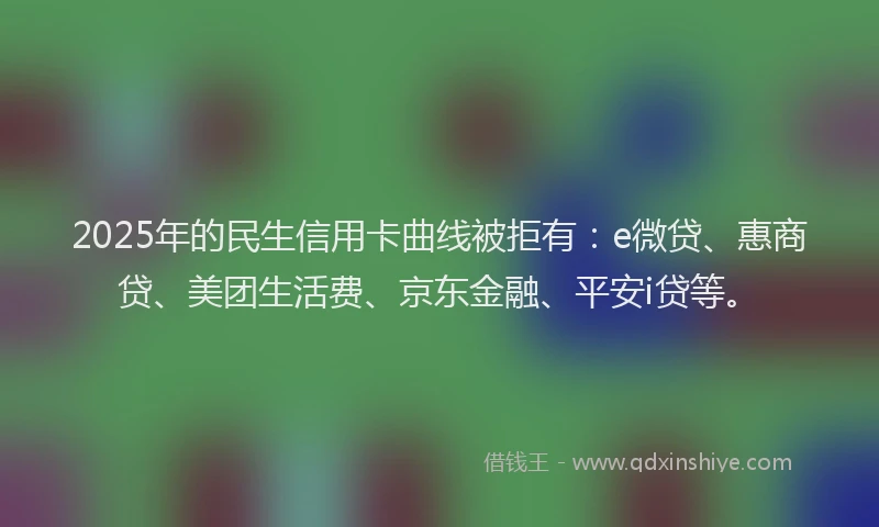 2025年的民生信用卡曲线被拒有：e微贷、惠商贷、美团生活费、京东金融、平安i贷等。