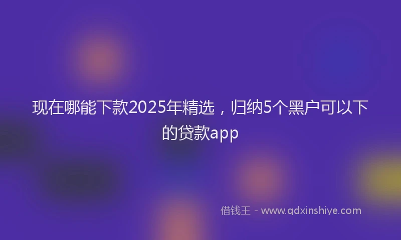 现在哪能下款2025年精选，归纳5个黑户可以下的贷款app