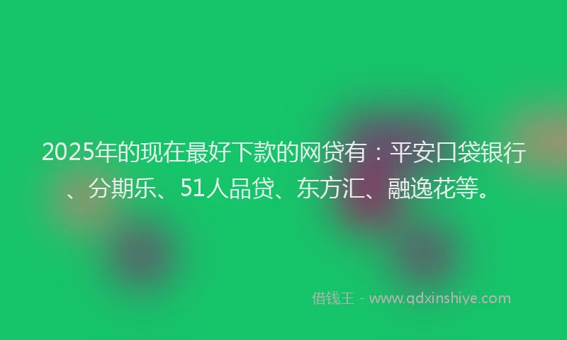 2025年的现在最好下款的网贷有：平安口袋银行、分期乐、51人品贷、东方汇、融逸花等。