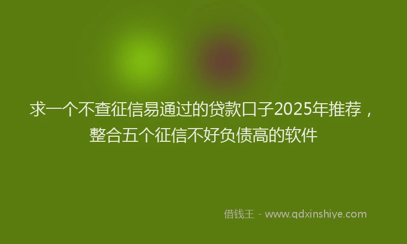 求一个不查征信易通过的贷款口子2025年推荐，整合五个征信不好负债高的软件