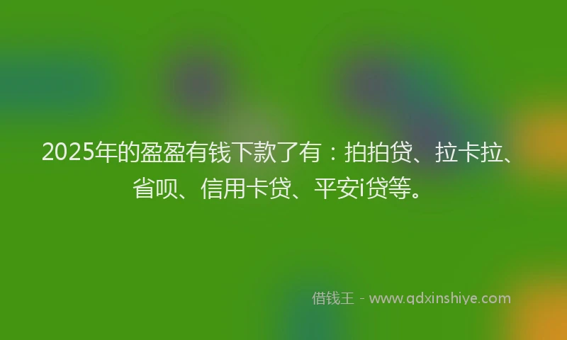 2025年的盈盈有钱下款了有：拍拍贷、拉卡拉、省呗、信用卡贷、平安i贷等。