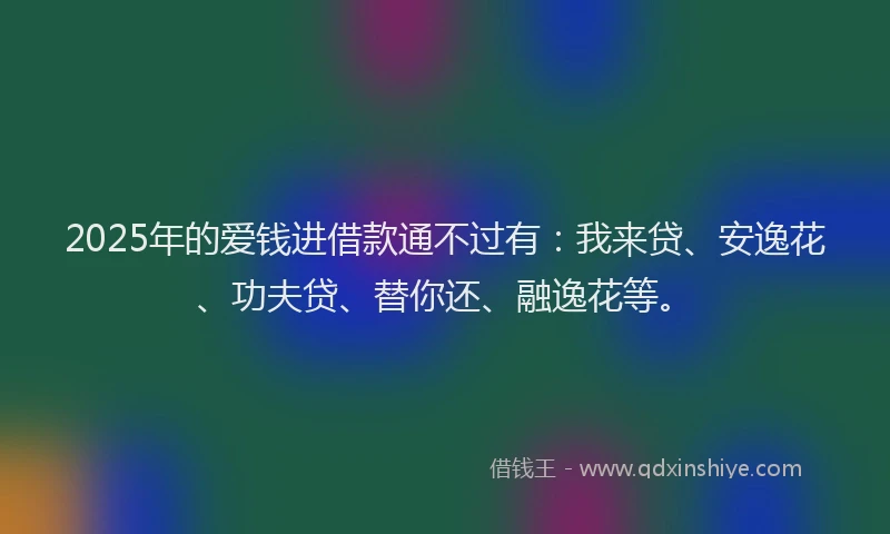 2025年的爱钱进借款通不过有：我来贷、安逸花、功夫贷、替你还、融逸花等。