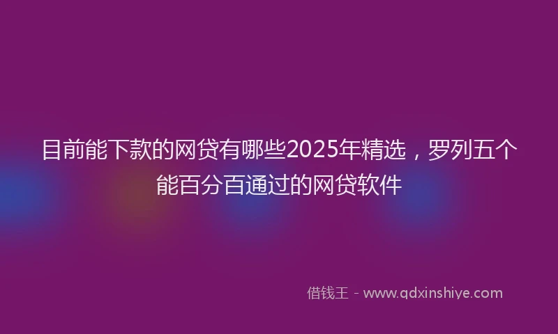 目前能下款的网贷有哪些2025年精选，罗列五个能百分百通过的网贷软件