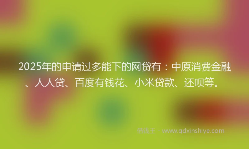 2025年的申请过多能下的网贷有：中原消费金融、人人贷、百度有钱花、小米贷款、还呗等。