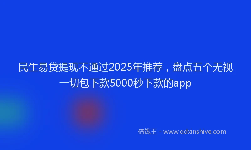 民生易贷提现不通过2025年推荐，盘点五个无视一切包下款5000秒下款的app