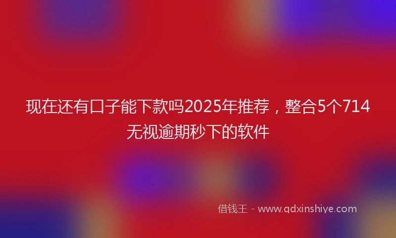 现在还有口子能下款吗2025年推荐，整合5个714无视逾期秒下的软件