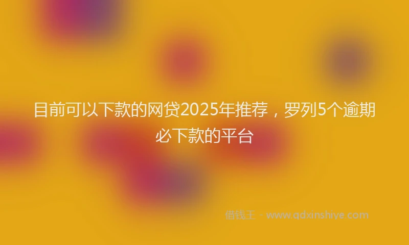 目前可以下款的网贷2025年推荐，罗列5个逾期必下款的平台