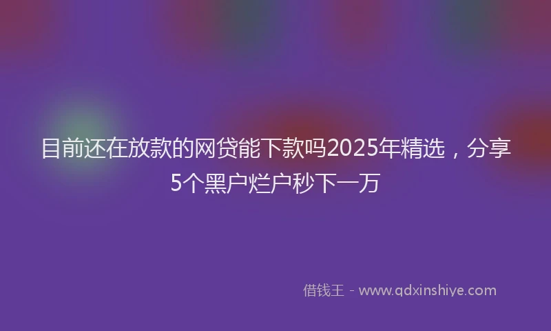 目前还在放款的网贷能下款吗2025年精选，分享5个黑户烂户秒下一万