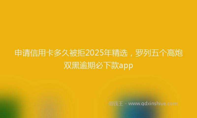 申请信用卡多久被拒2025年精选，罗列五个高炮双黑逾期必下款app