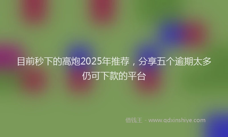 目前秒下的高炮2025年推荐，分享五个逾期太多仍可下款的平台