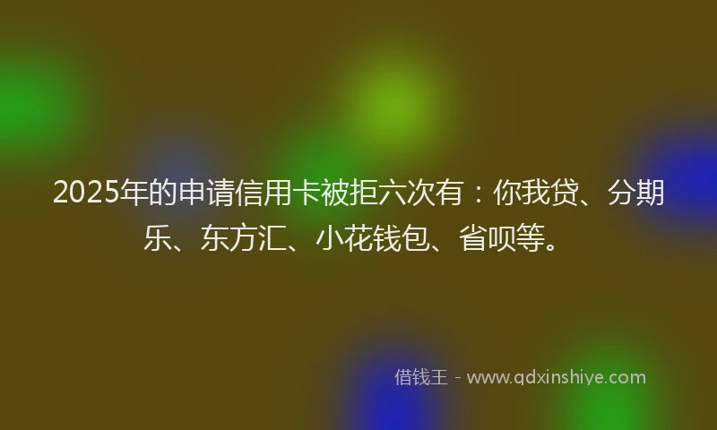 2025年的申请信用卡被拒六次有：你我贷、分期乐、东方汇、小花钱包、省呗等。