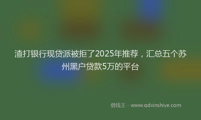 渣打银行现贷派被拒了2025年推荐，汇总五个苏州黑户贷款5万的平台
