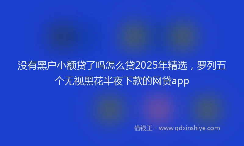 没有黑户小额贷了吗怎么贷2025年精选，罗列五个无视黑花半夜下款的网贷app