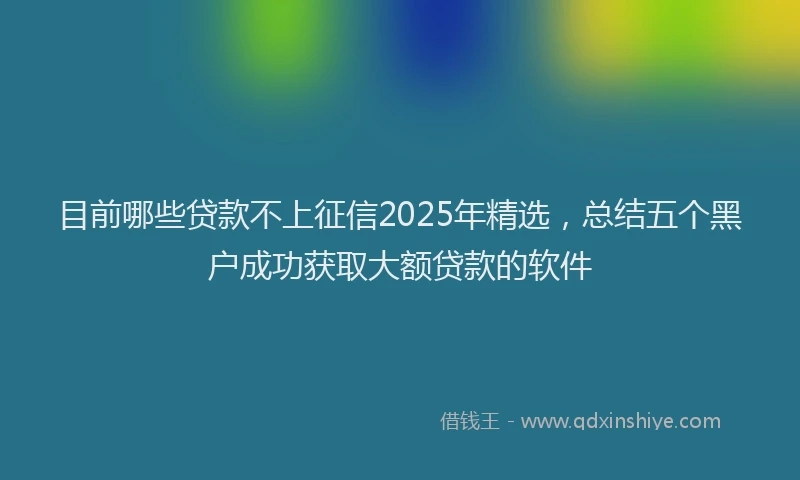 目前哪些贷款不上征信2025年精选，总结五个黑户成功获取大额贷款的软件