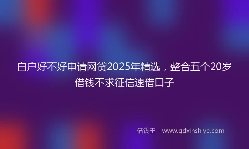 白户好不好申请网贷2025年精选，整合五个20岁借钱不求征信速借口子