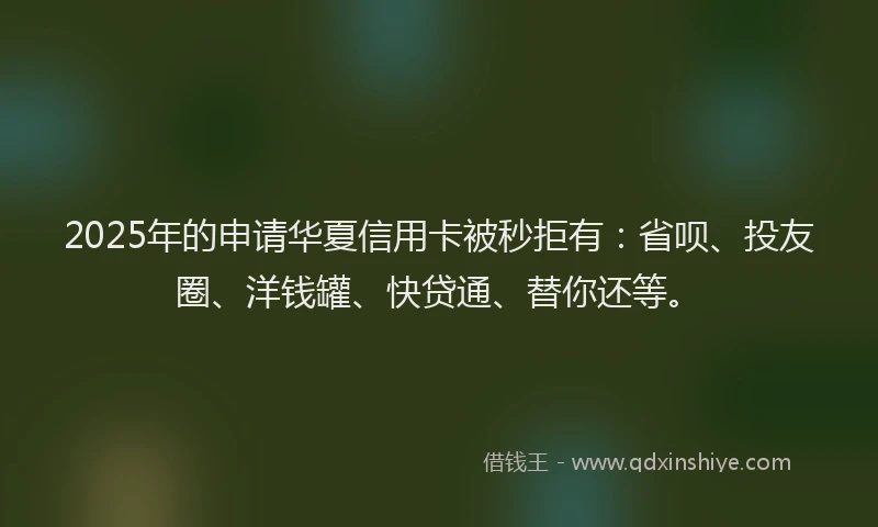 2025年的申请华夏信用卡被秒拒有：省呗、投友圈、洋钱罐、快贷通、替你还等。