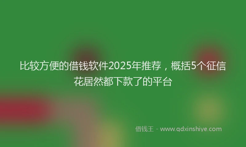 比较方便的借钱软件2025年推荐，概括5个征信花居然都下款了的平台