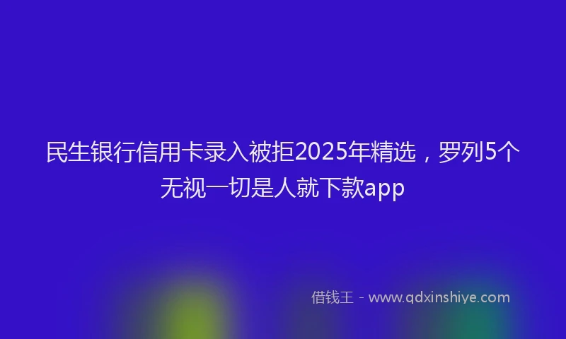 民生银行信用卡录入被拒2025年精选，罗列5个无视一切是人就下款app