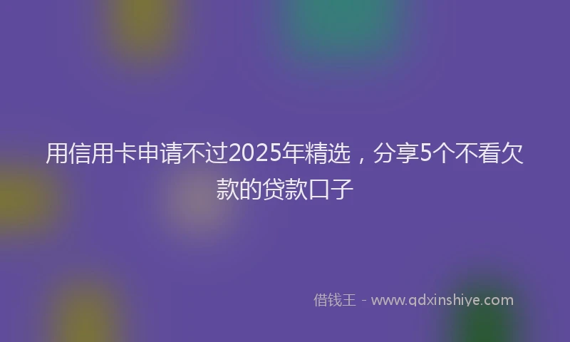 用信用卡申请不过2025年精选，分享5个不看欠款的贷款口子