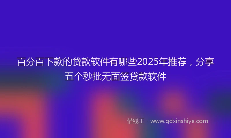 百分百下款的贷款软件有哪些2025年推荐，分享五个秒批无面签贷款软件