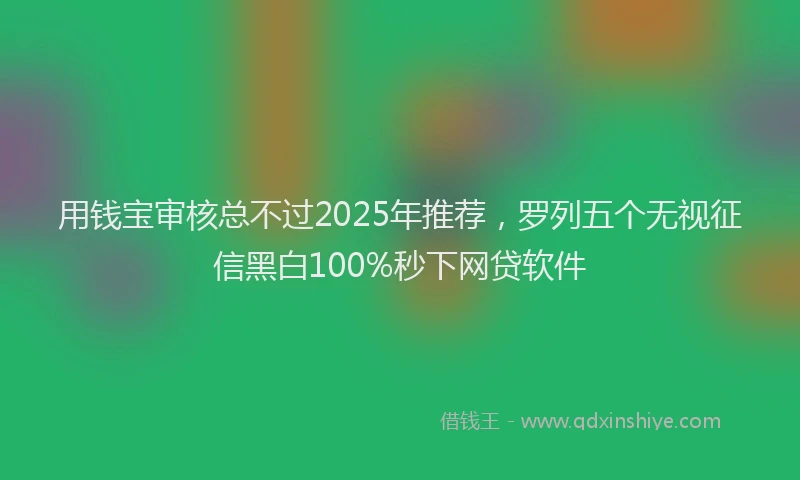 用钱宝审核总不过2025年推荐，罗列五个无视征信黑白100%秒下网贷软件