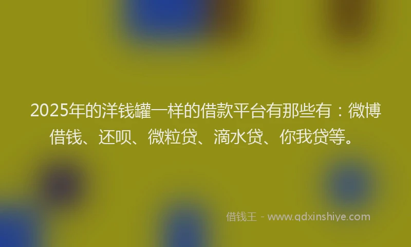 2025年的洋钱罐一样的借款平台有那些有：微博借钱、还呗、微粒贷、滴水贷、你我贷等。
