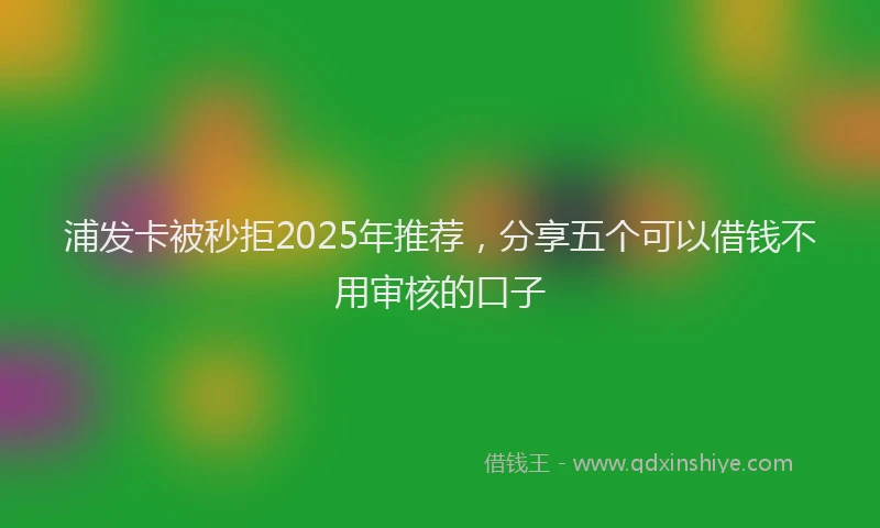 浦发卡被秒拒2025年推荐，分享五个可以借钱不用审核的口子