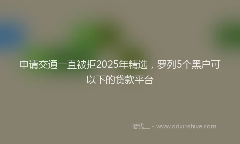 申请交通一直被拒2025年精选，罗列5个黑户可以下的贷款平台