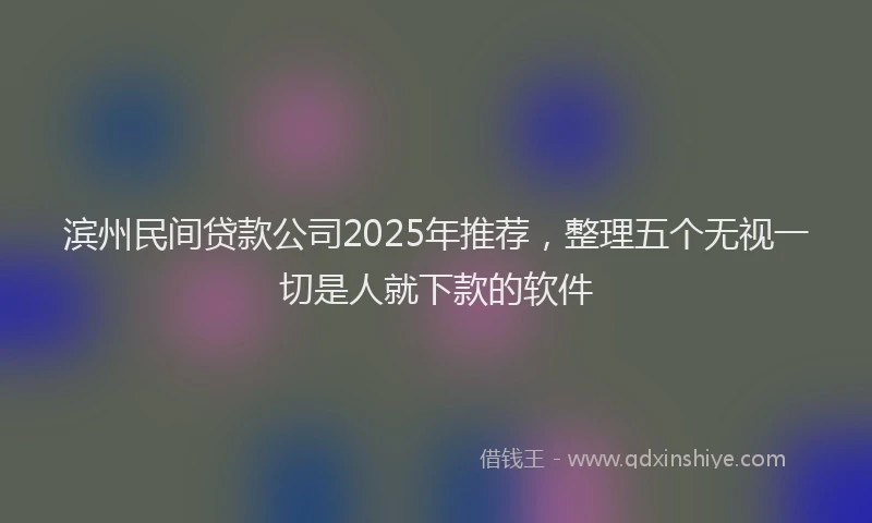 滨州民间贷款公司2025年推荐，整理五个无视一切是人就下款的软件