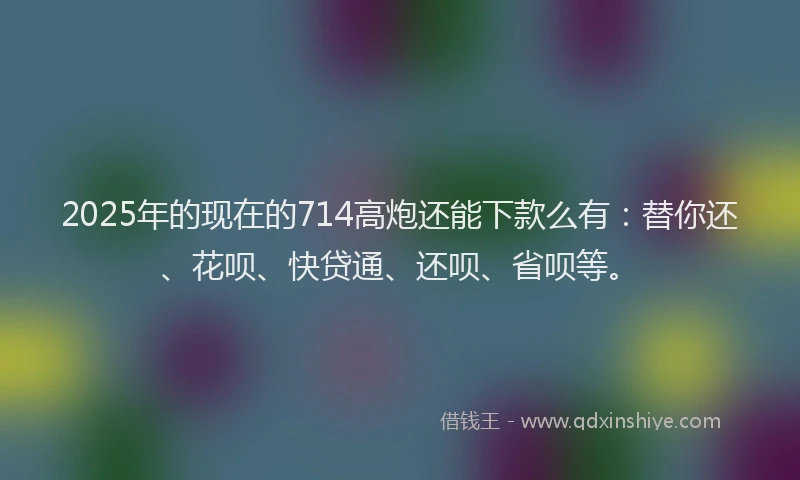 2025年的现在的714高炮还能下款么有：替你还、花呗、快贷通、还呗、省呗等。